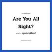 คุณสบายดีไหม? ภาษาอังกฤษ?, วลีภาษาอังกฤษ คุณสบายดีไหม? แปลว่า Are you all right? หมวด การทักทาย