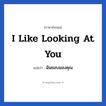 I like looking at you แปลว่า?, วลีภาษาอังกฤษ I like looking at you แปลว่า ฉันชอบมองคุณ หมวด ความรัก