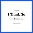 I think so แปลว่า?, วลีภาษาอังกฤษ I think so แปลว่า ฉันคิดว่าอย่างนั้น