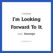 ฉันคอยอยู่นะ ภาษาอังกฤษ?, วลีภาษาอังกฤษ ฉันคอยอยู่นะ แปลว่า I&#39;m looking forward to it