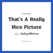 That&#39;s a really nice picture แปลว่า?, วลีภาษาอังกฤษ That&#39;s a really nice picture แปลว่า นั่นเป็นรูปที่ดีจริงๆนะ หมวด คำชมเชย