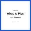 น่าเสียดายจัง ภาษาอังกฤษ?, วลีภาษาอังกฤษ น่าเสียดายจัง แปลว่า what a pity!
