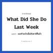 What did she do last week แปลว่า?, วลีภาษาอังกฤษ What did she do last week แปลว่า เธอทำอะไรเมื่อสัปดาห์ที่แล้ว